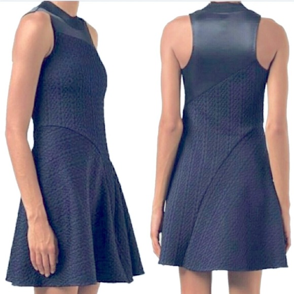 3.1 Phillip Lim Navy Blue and Black Dress Mock Neck Sleeveless Jacquard Sz M - Picture 1 of 12